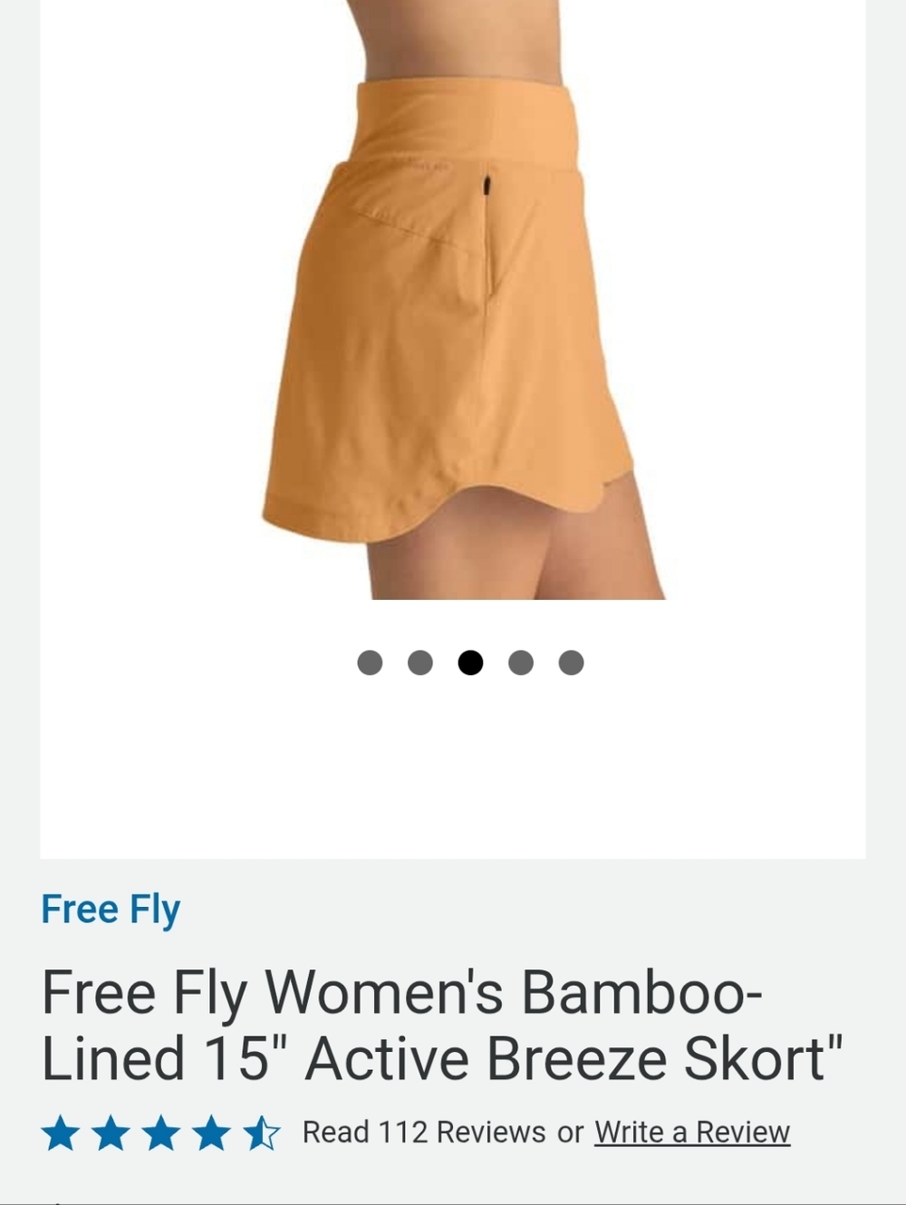 Free Fly Bamboo Breeze Active Skort Athletic Skort with Side Pocket. Size Medium